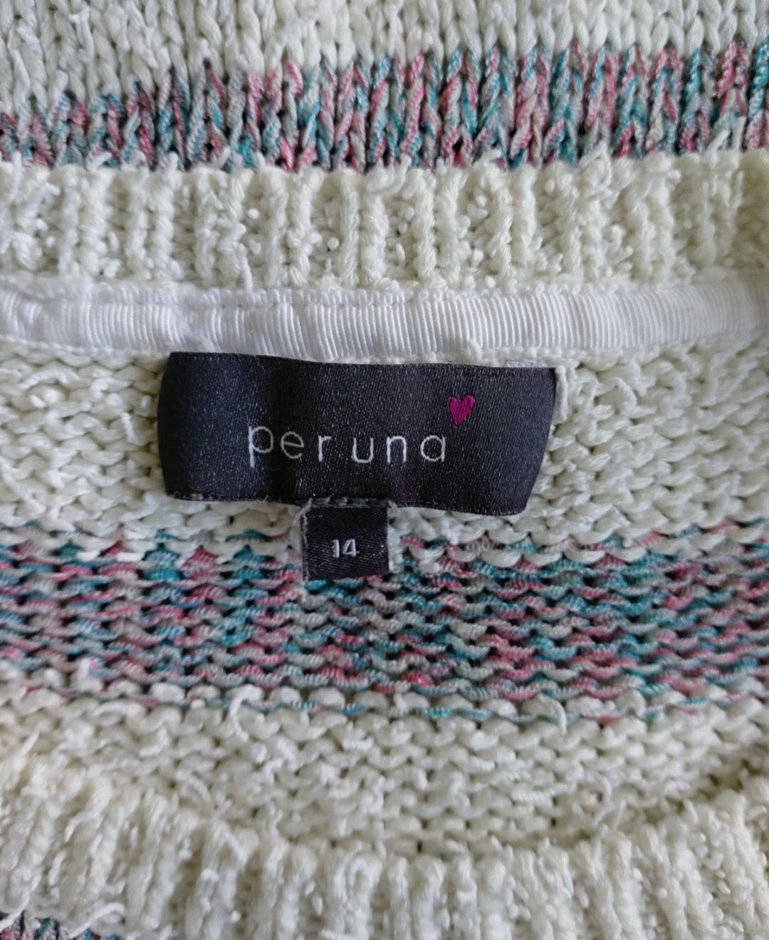 kolorowy sweter w paski plus size biało fioletowy