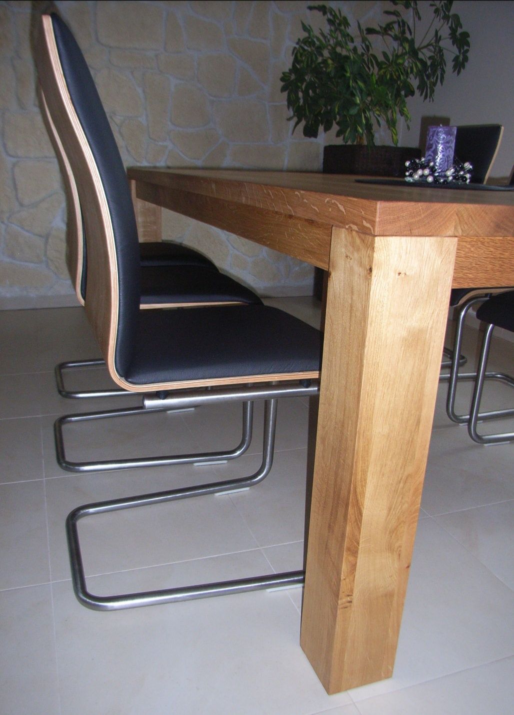 Krzesło na płozie skóra dąb loft