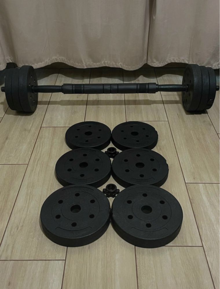 Hantle 2x10KG regulowane bitumiczne gryf łącznik +20KG obciążenia NOWE