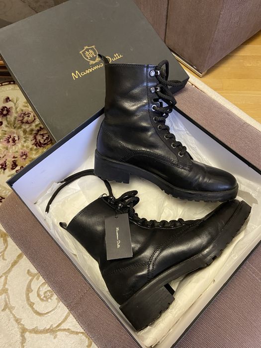 Демісезоні чоботи ботинки Massimo dutti чорні шкіра