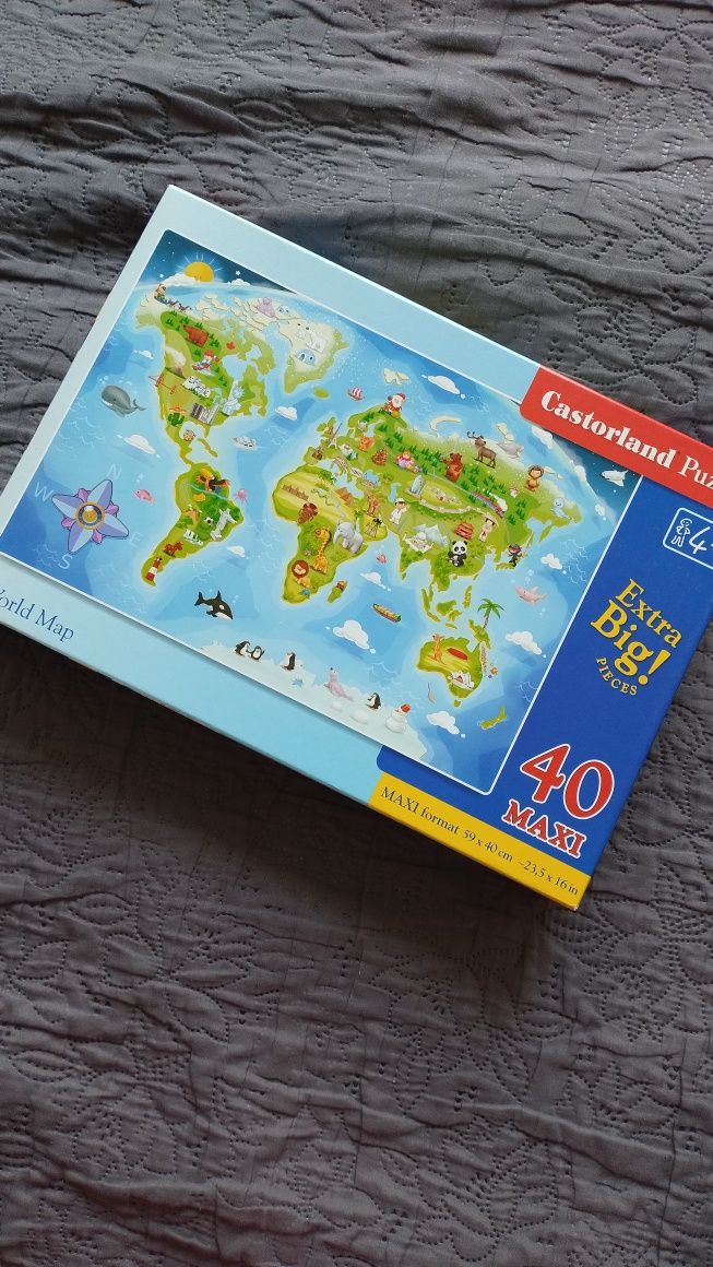 Puzzle 4+ Mapa świata 40 dużych elementów