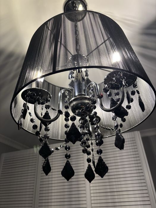 Żyrandol lampa wiszaca glamour czarna krysztaly light prestige mona