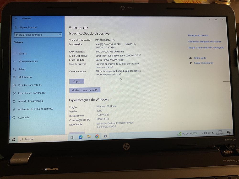 Portátil HP Pavilion g6 - Intel i5, 4GB RAM, 594GB HDD