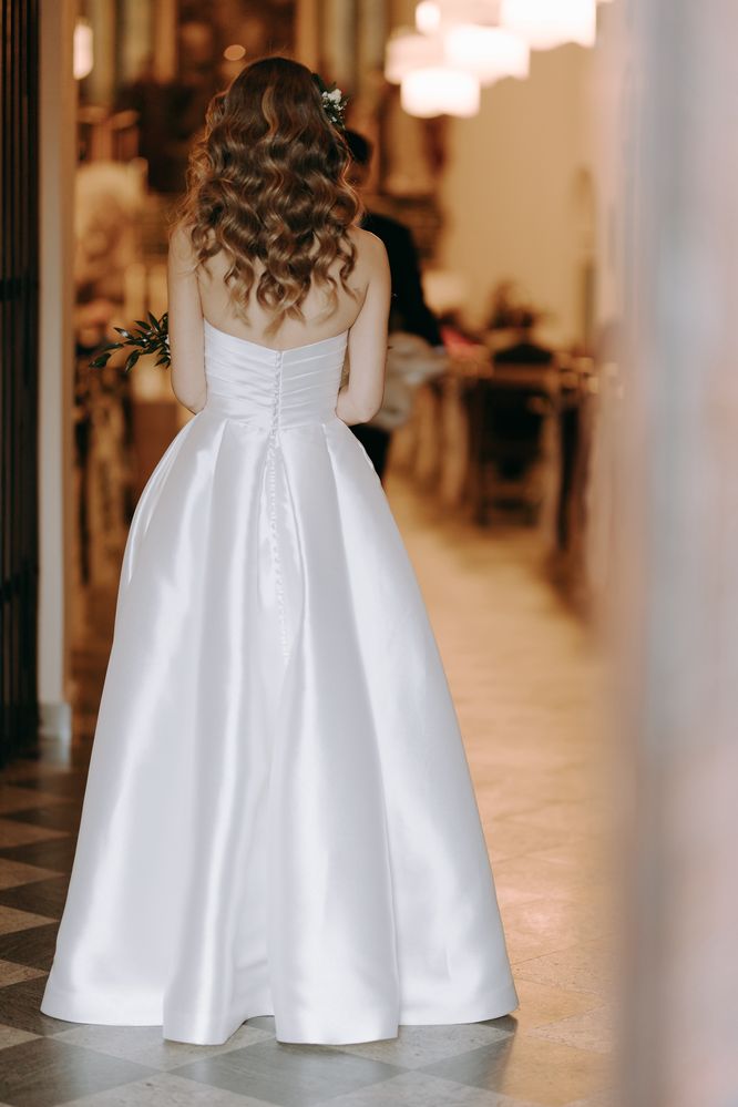Suknia ślubna pronovias sedna mikado jedwab gorset gładka