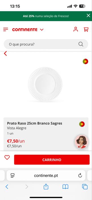 Conjunto 8 pratos rasos Sagres
