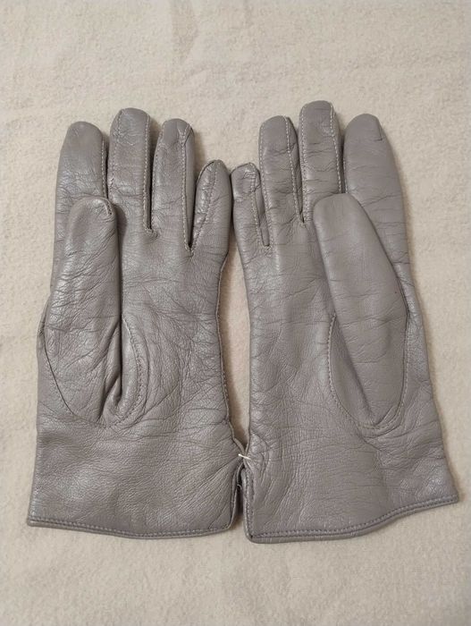Szare skórzane rękawiczki M nowe