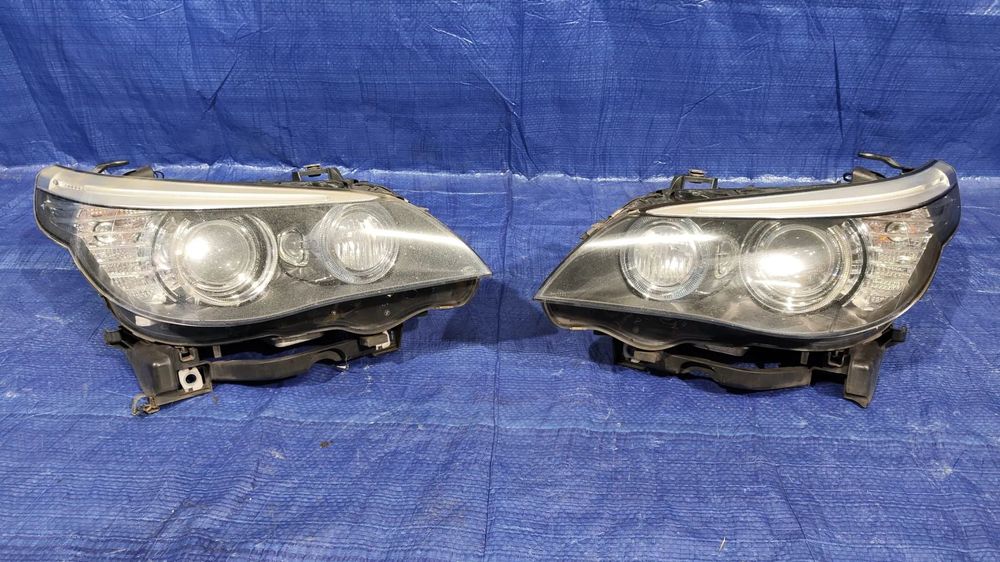 REFLEKTOR LAMPA LAMPY XENON BI-XENON BIXENON KOMPLETNY SKRĘTNY DYNAMIC D1S LEWY PRAWY PRZÓD KOMPLET 7044674 7044673 7189312 BMW E60 E61 LCI LIFT