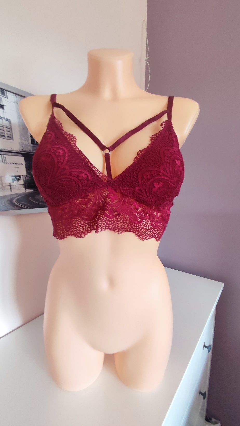 Seksowny bordowy stanik S/M