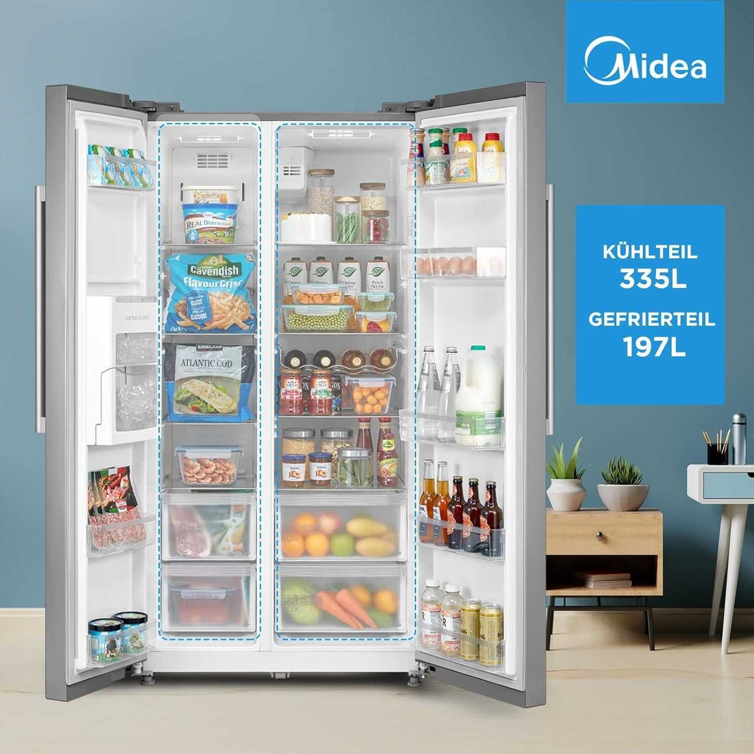 Lodówka Midea MERS530FGD02 Side By Side Dwudrzwiowa 532L Outlet AGD