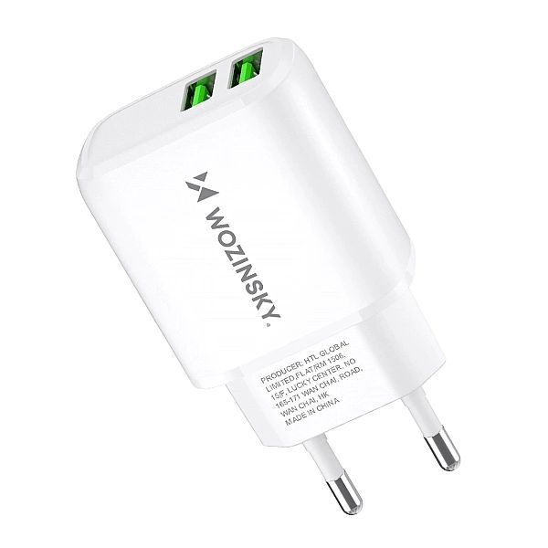 Ładowarka sieciowa Wozinsky Cuwcw 2,4a 2 x Usb-a - biała