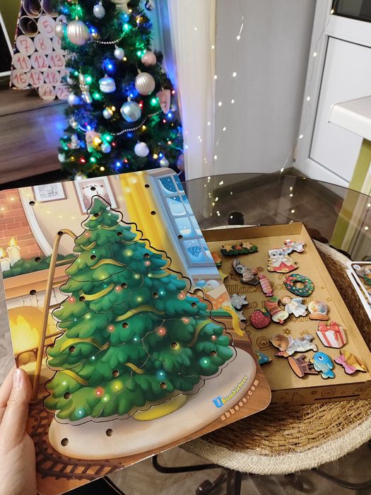 Дерев'яний пазл "Ялинка велика" вкладиші вкладки ubees ubee