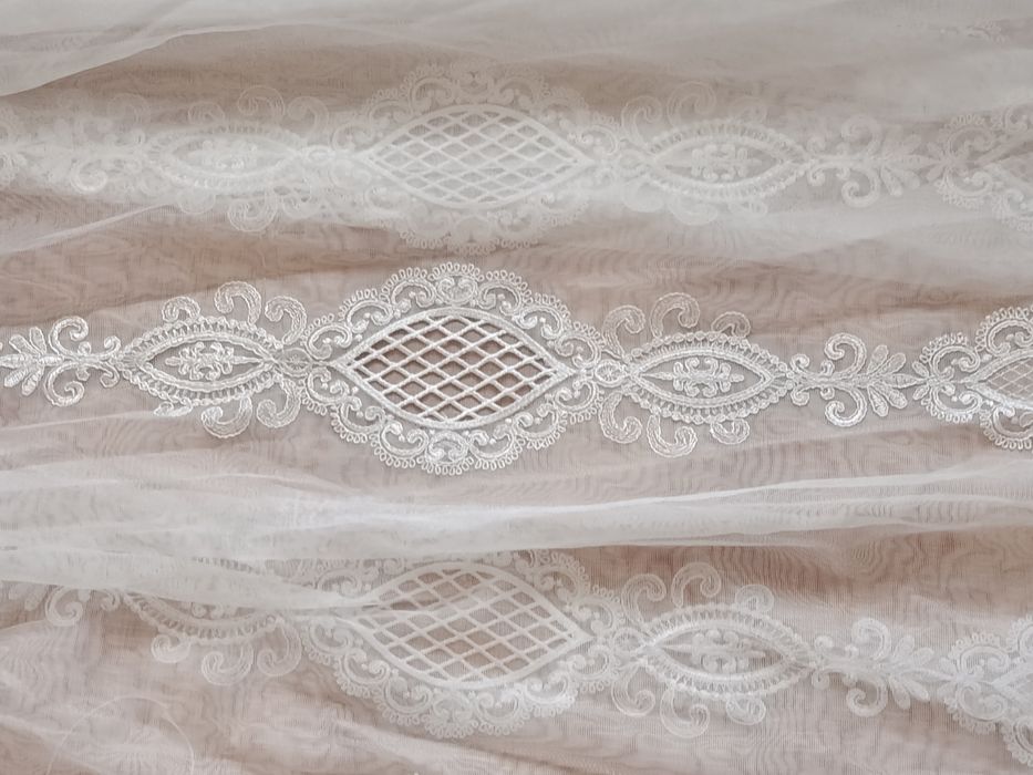 Тюль льон вишивка гладдю нова