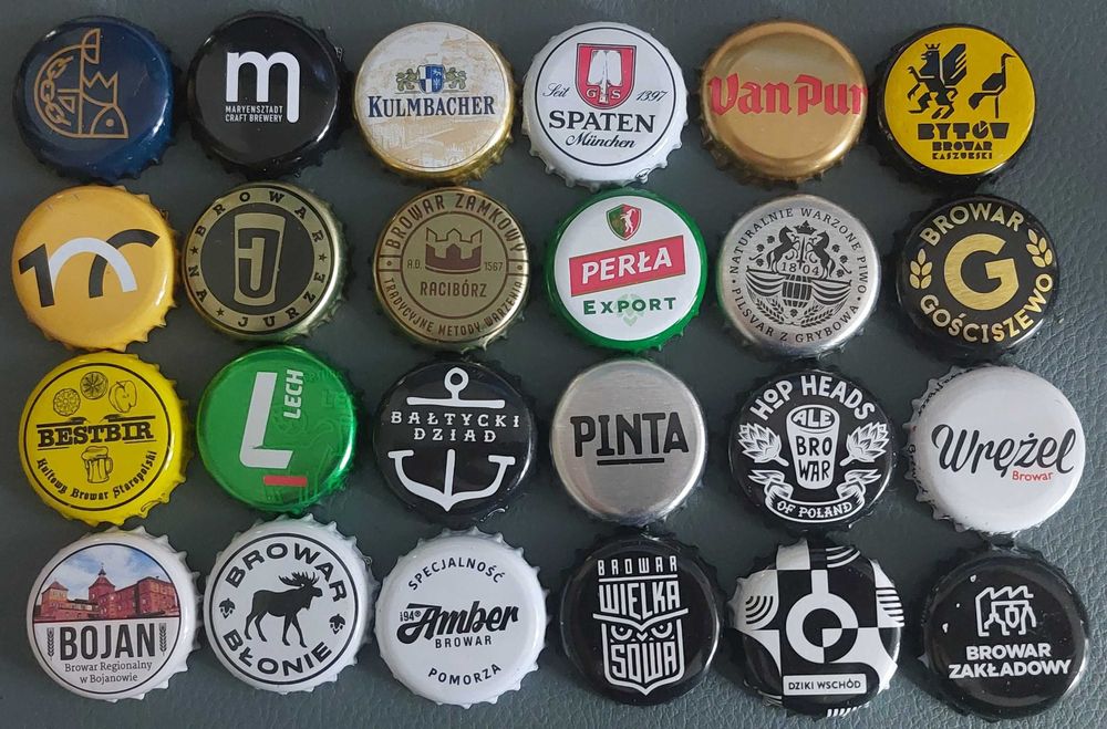 Kapsle piwne - 24 sztuki, kraftowe, koncernowe, zagraniczne #11