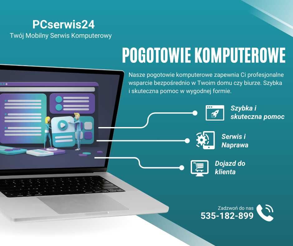 Mobilny Serwis Komputerowy, Pogotowie, Naprawa komputerów laptopów