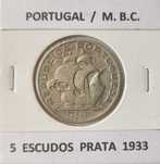 3  Moedas 5 escudos da 2ª República Portuguesa " Emissão Anual Prata "