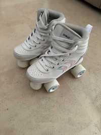 Patins de 4 Rodas QUAD 100 Criança Branco Holográfico