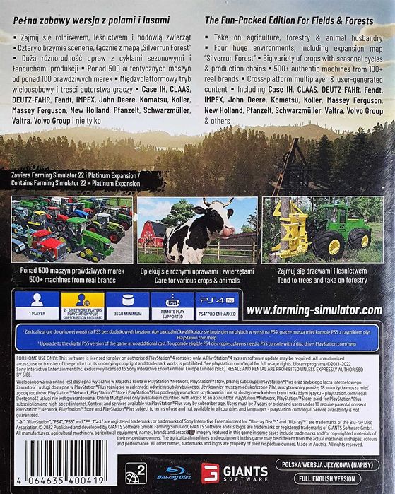 FARMING SIMULATOR 22 Platinum Edition PL Playstation 4 PS4 PS5