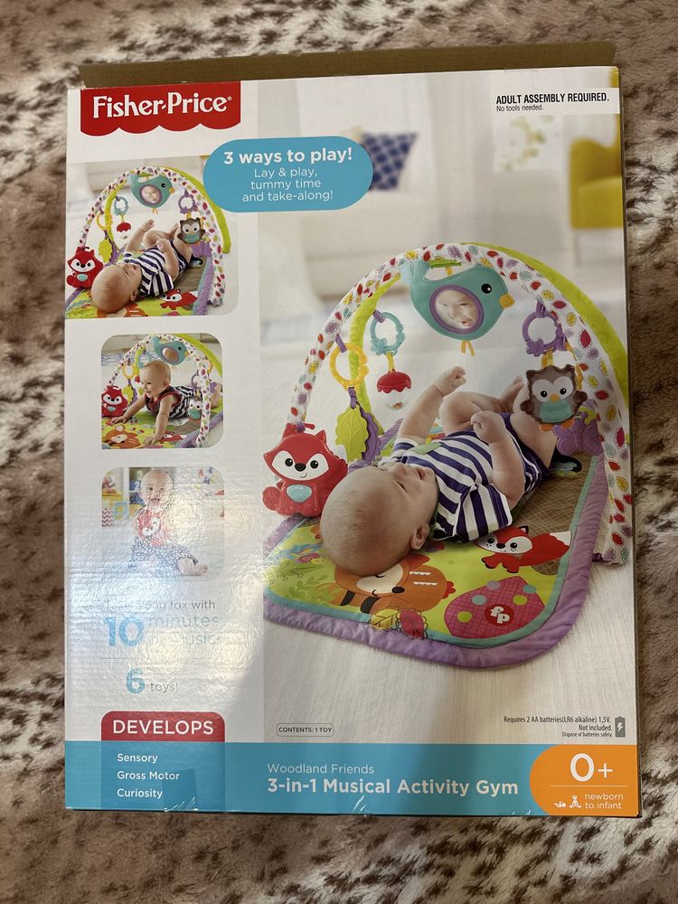 Музичний розвиваючий килимок Fisher Price  3-в-1 Лісові друзі