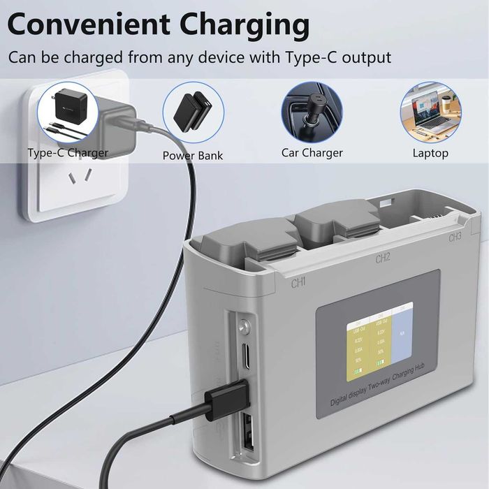 2 Baterias com estação de carregamento para Drone DJI Mini 4K/Mini 2