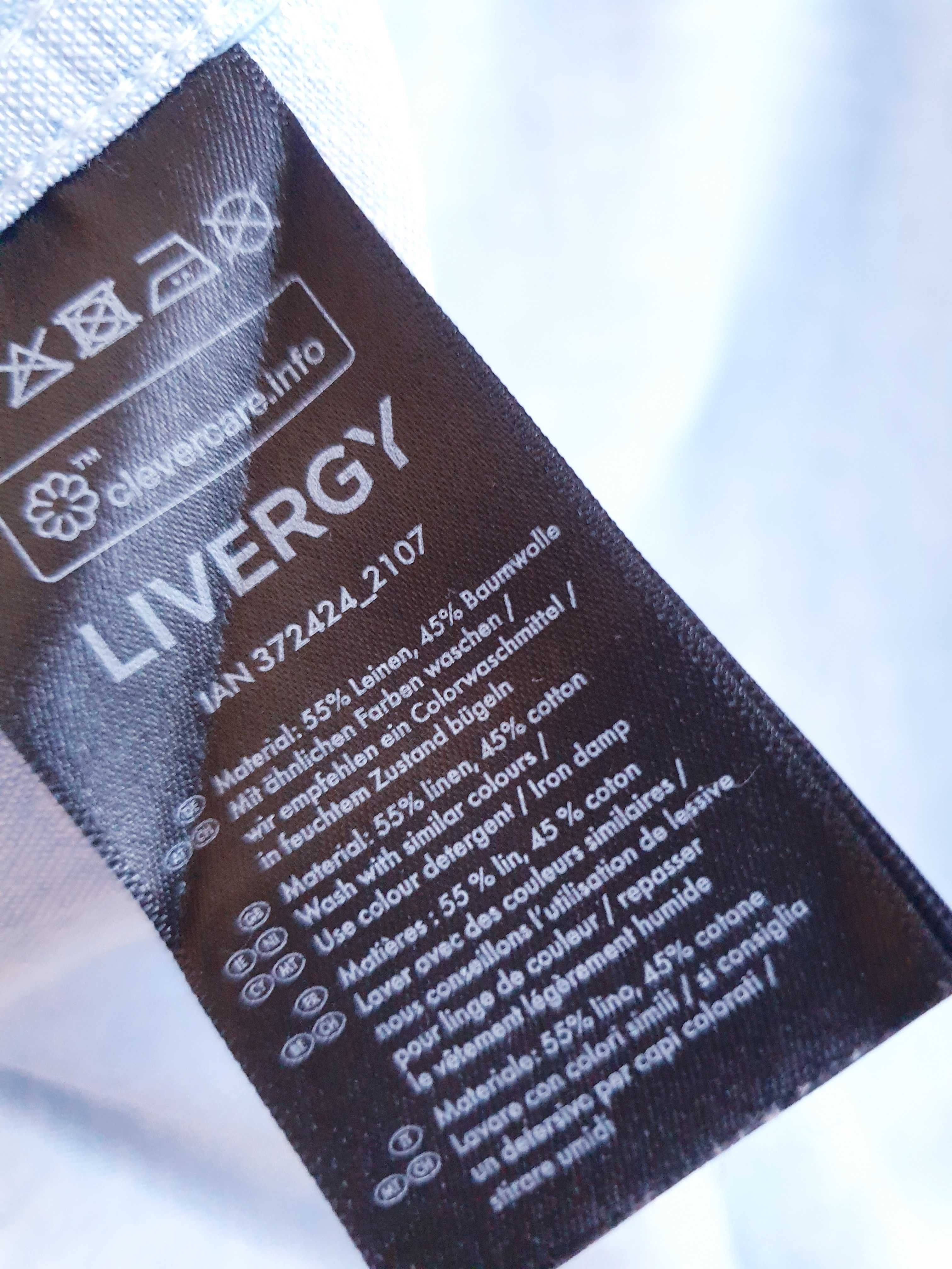Niebieska lniana koszula Livergy XL kołnirzyk 43 44