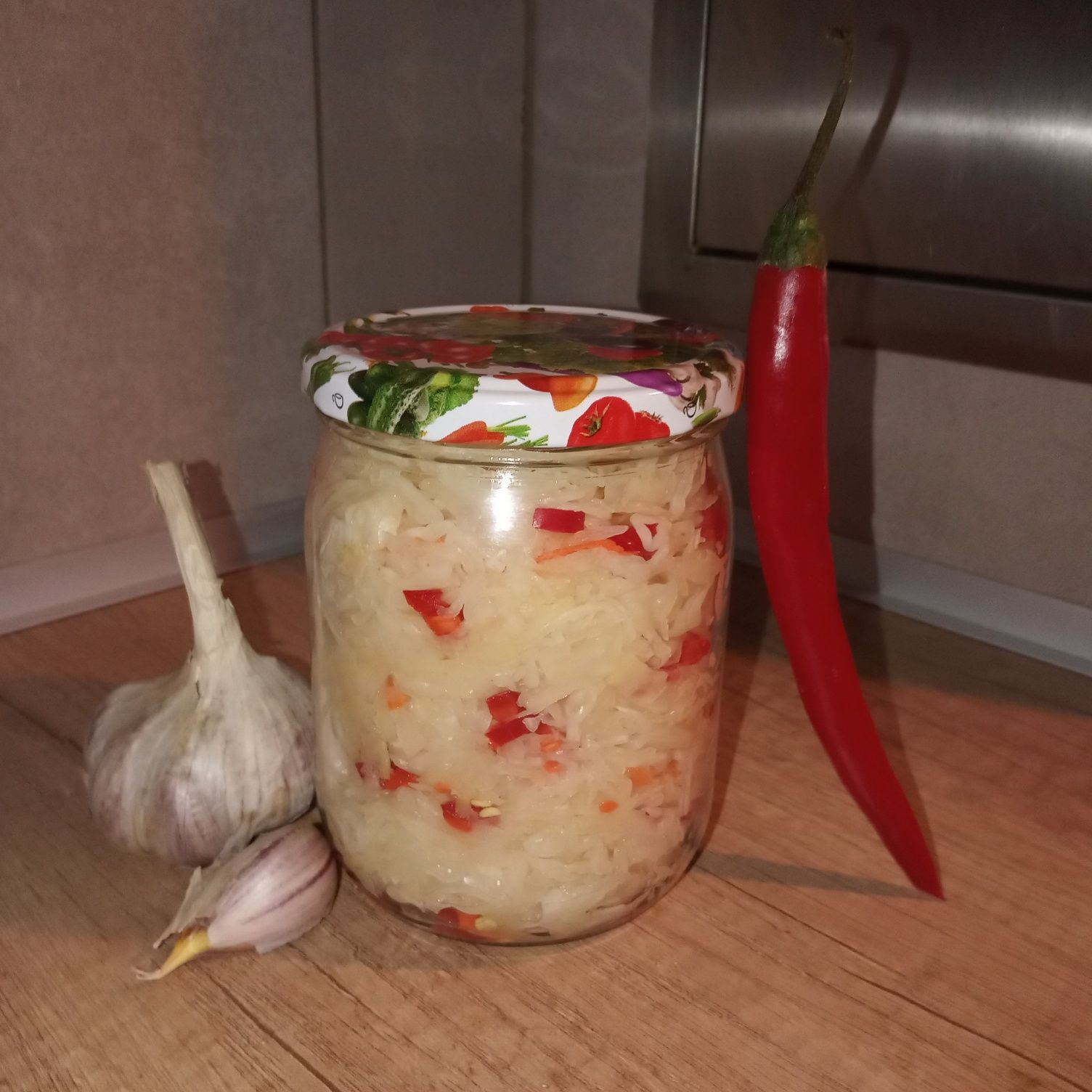 3x Młoda Kapusta Kiszona, 1x Ogórki korniszony z chilli 900 ml
