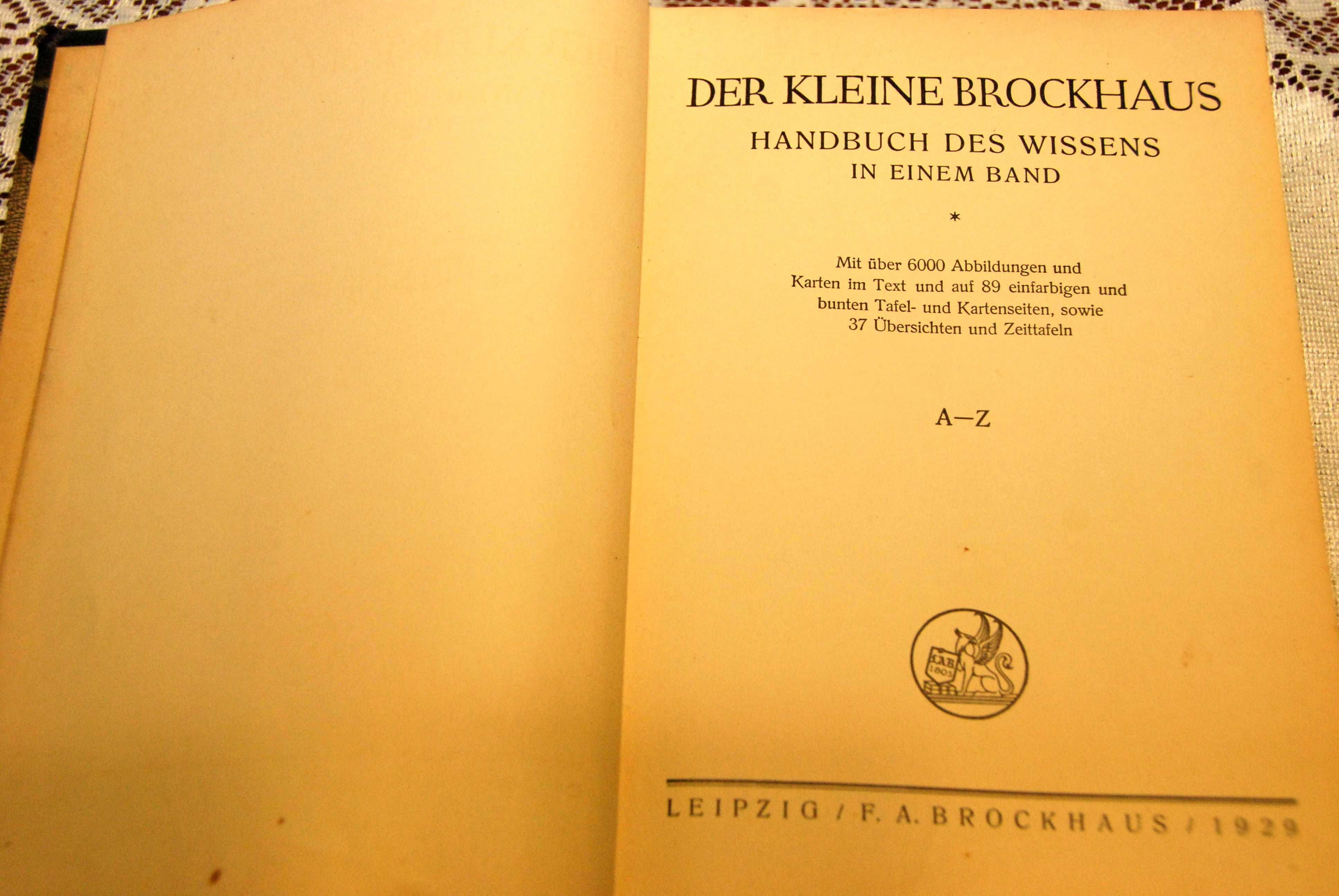 Der kleine Brockhaus 1929 Leipzig j.niemiecki Leksykon Encyklopedia