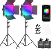 Conjunto duplo Painéis LED RGB Vídeo Fotografia Neewer Luz leds smart