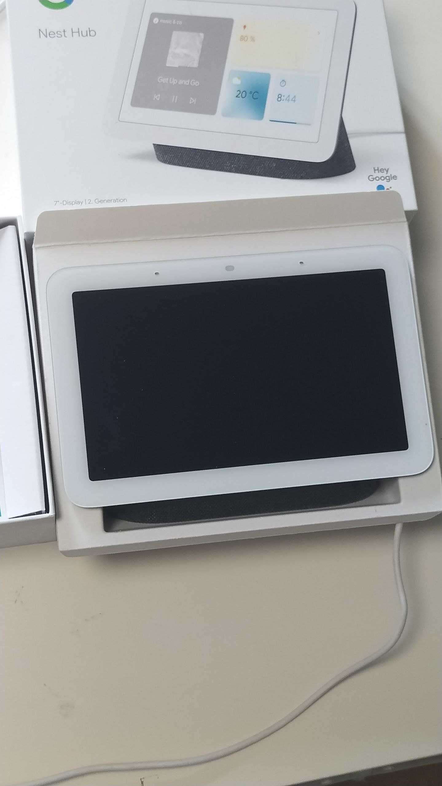 Google Nest Hub 2 Gen, oryginalne opakowanie i kabel, używany