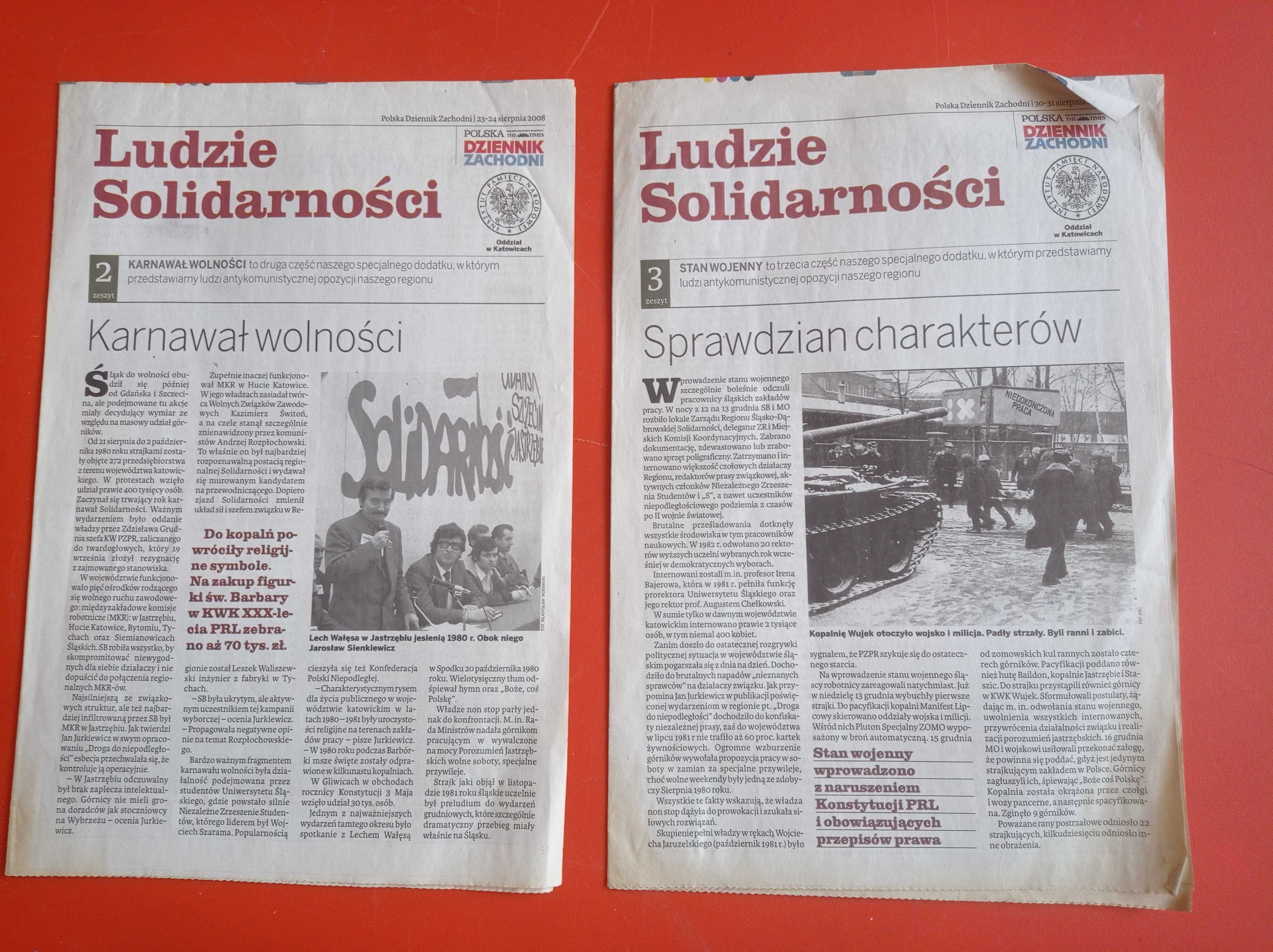 Dziennik Zachodni, Ludzie Solidarności, 23-24, 30-31 sierpnia 2008