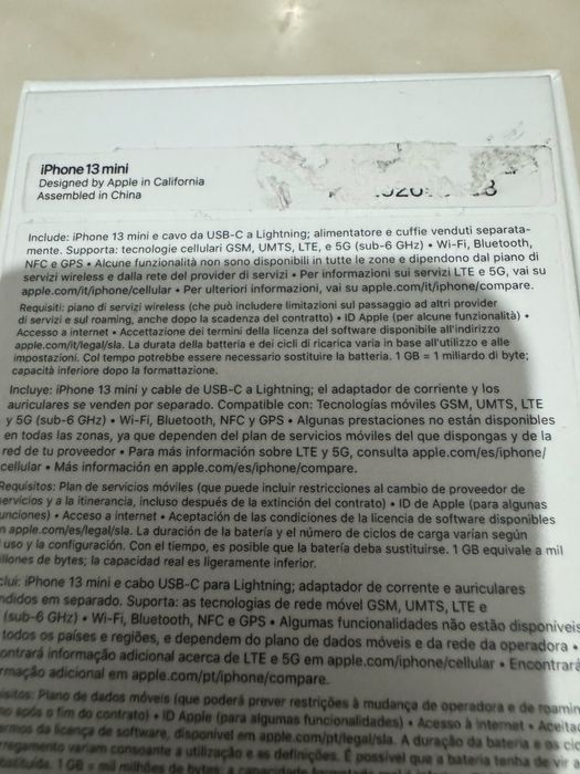 Caixas vazias iphone 14 pro e 13 mini C/cabo Lightning
