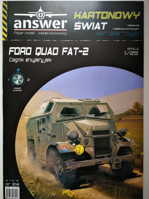Model kartonowy Answer 7/2019: ciągnik artyleryjski FORD QUAD FAT-2