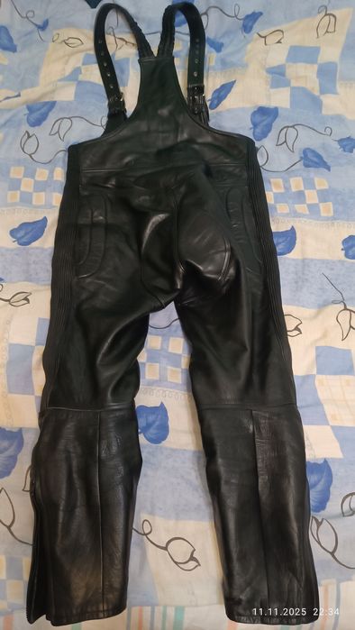 Штани  шкіряні мотоциклетні напів-комбінезон