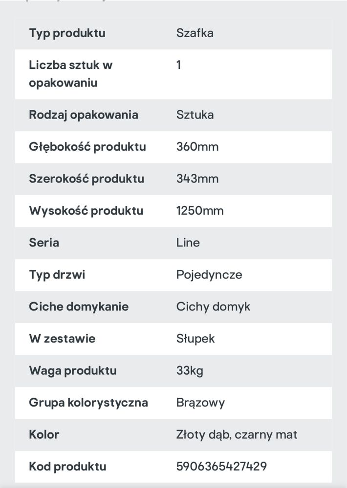 Szafka łazienkowa lamelowa dąb złoty