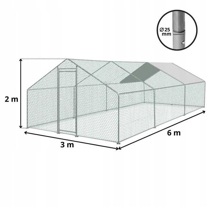 Woliera Dla zwierząt Kur Kaczek Króliki Zagroda Wybieg 3x2/3x3/3x6/3x8