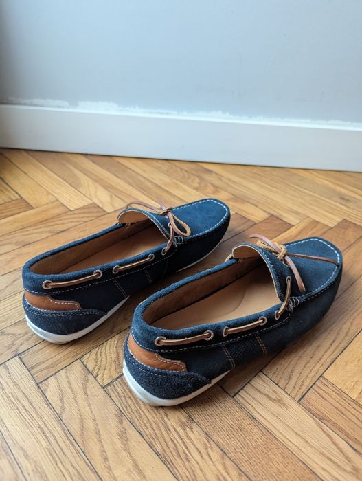 WOJAS r. 41 granatowe espadryle męskie skórzane