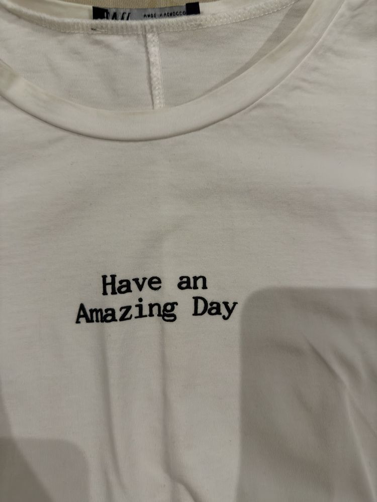 Biała koszulka T-shirt z krótkim rękawem z napisem Zara rozmiar M 38