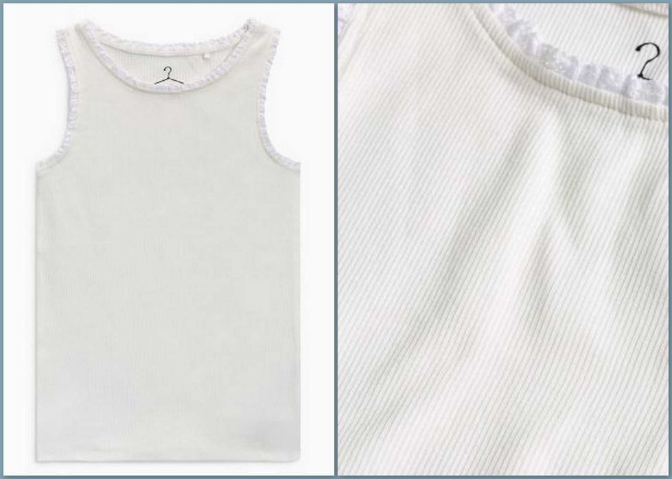 NEXT bluzeczka bez rękawów, wykonana z białej, prążkowanej bawełny