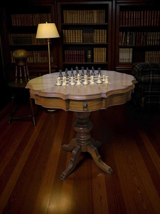 Mesa de jogo madeira maciça oferta peças xadrez