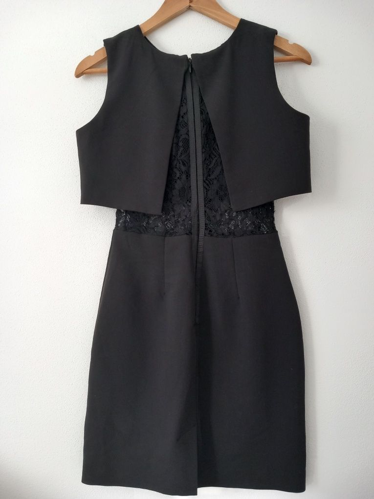 Elegancka sukienka czarna z koronką  XS 34 6