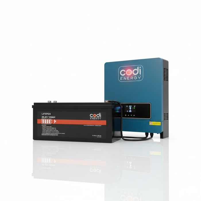 Гібридний інвертор CODI 4200W + LiFePO4 120Ah | Автономне живлення буд
