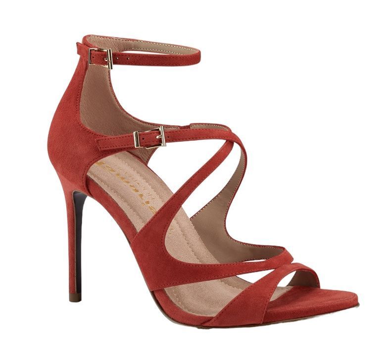 Buty damskie sandały na szpilce czerwone skórzane Tamaris rozmiar 35