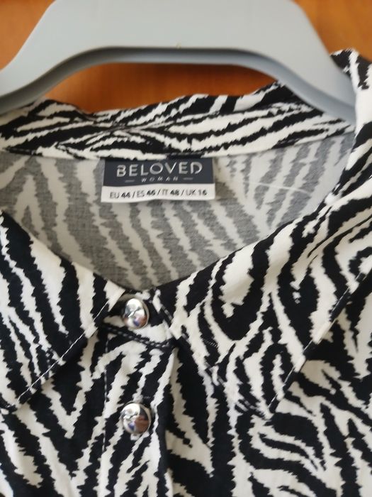 Bluzka bez rękawów,  biało-czarna