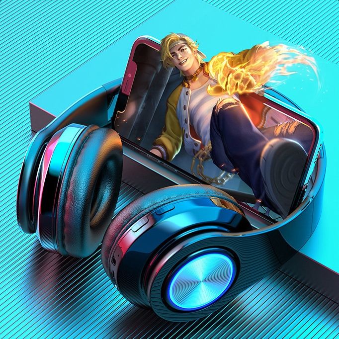 Słuchawki Bezprzewodowe B39 Bluetooth Mp3 Nauszne Mikrofon Rgb Dla Dzi