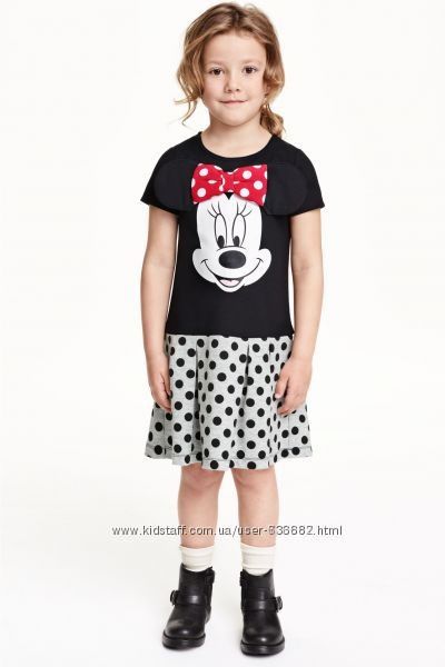 Классное трикотажное платье H&M с Минни 6-8 лет,реглан 6-8 лет.
