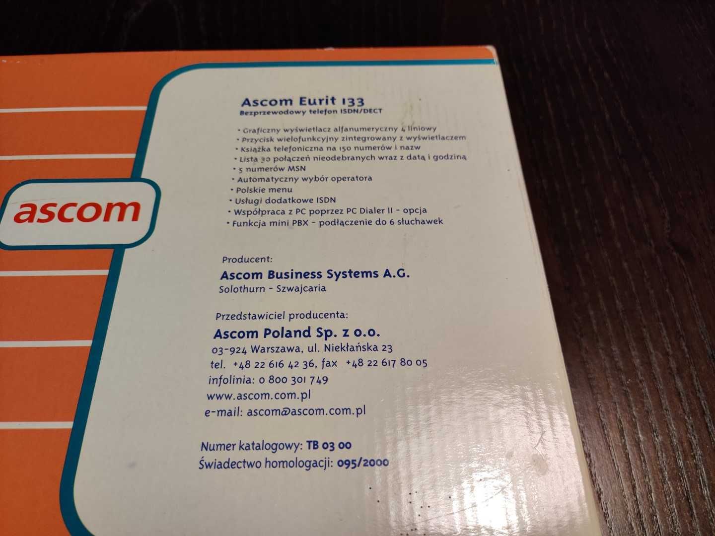 Ascom Eurit 133 - cały zestaw, telefon bezprzewodowy ISDN