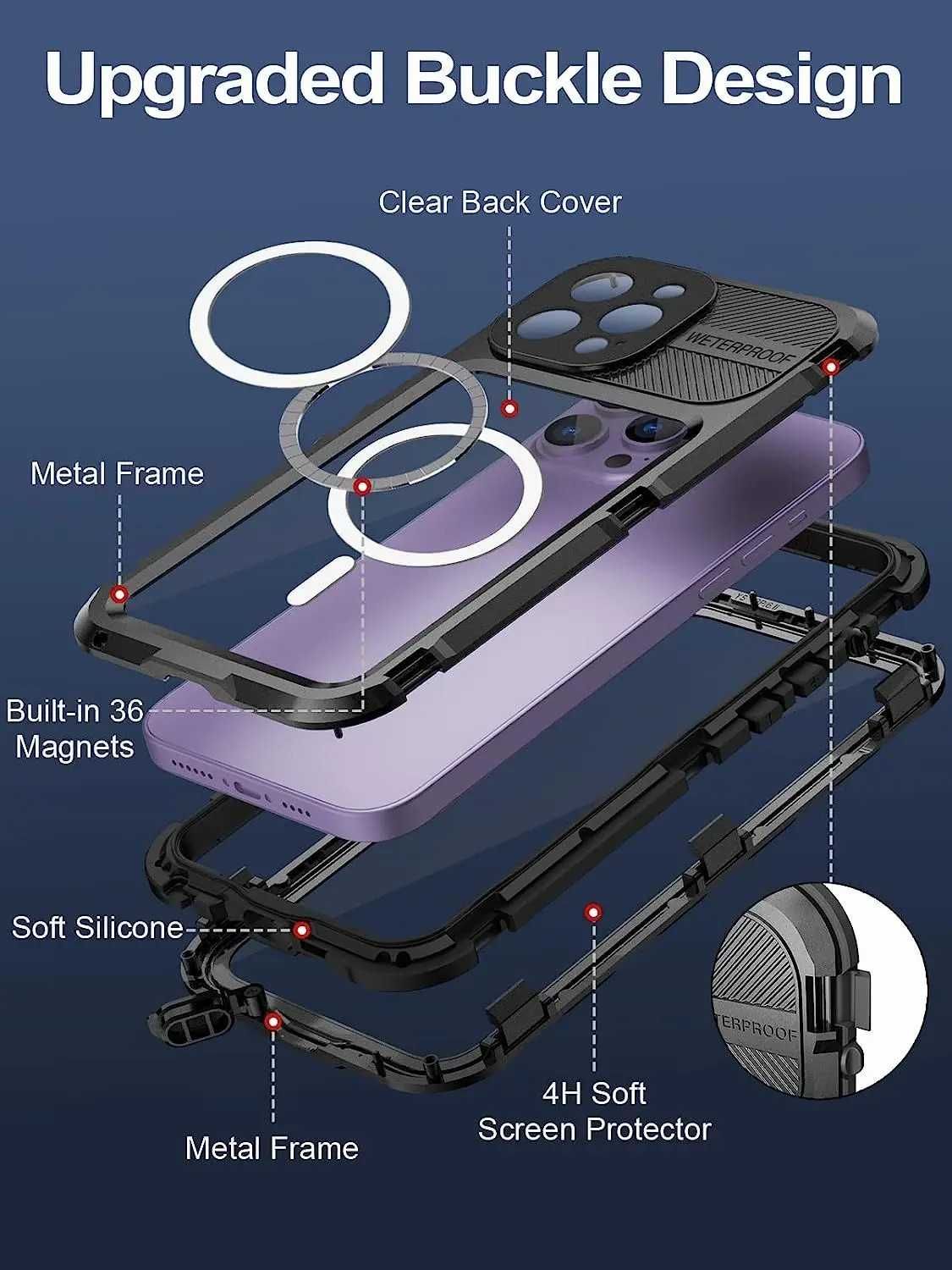 Wodoodporne etui WIFORT do iPhone'a 14 Pro Max 6.7 -  czarne