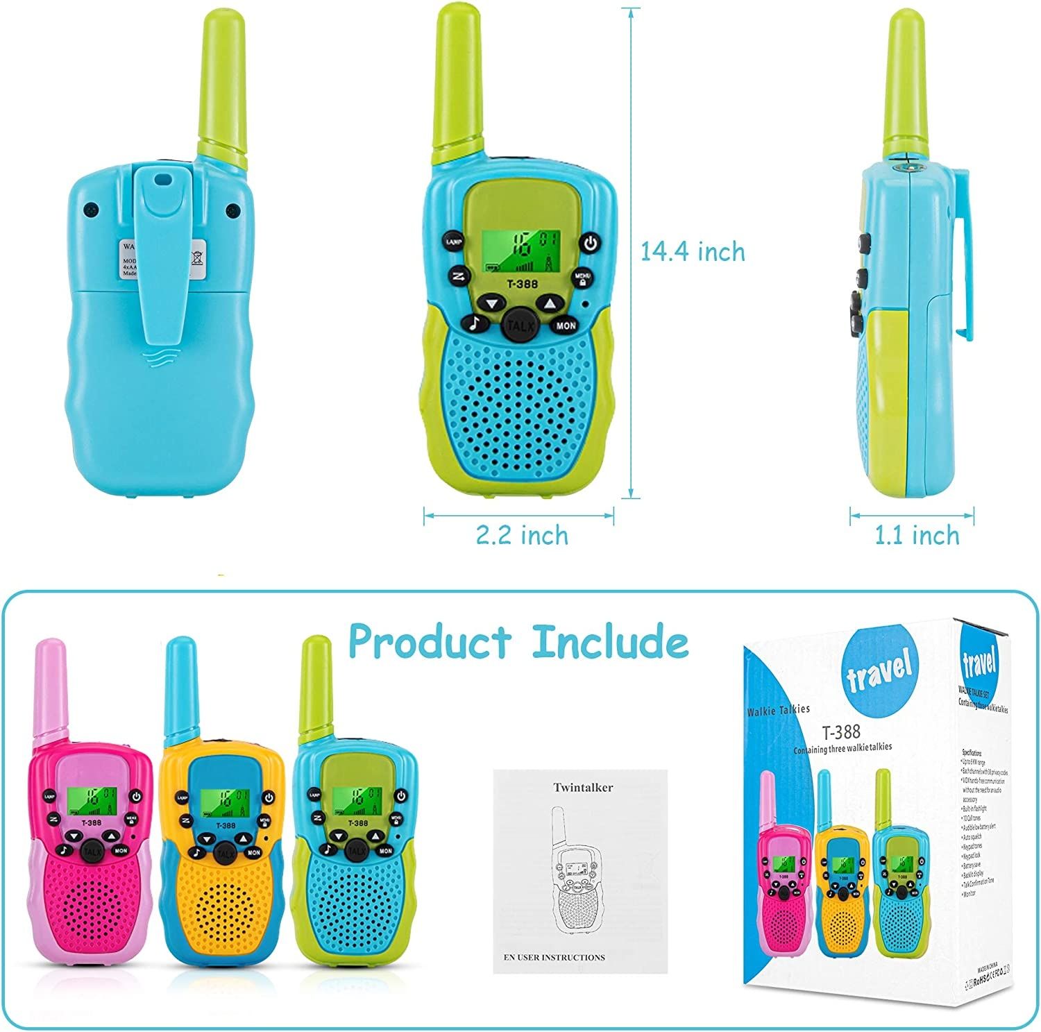 Walkie-Talkie krótkofalówki dla dzieci zestaw 3 szt. T-388