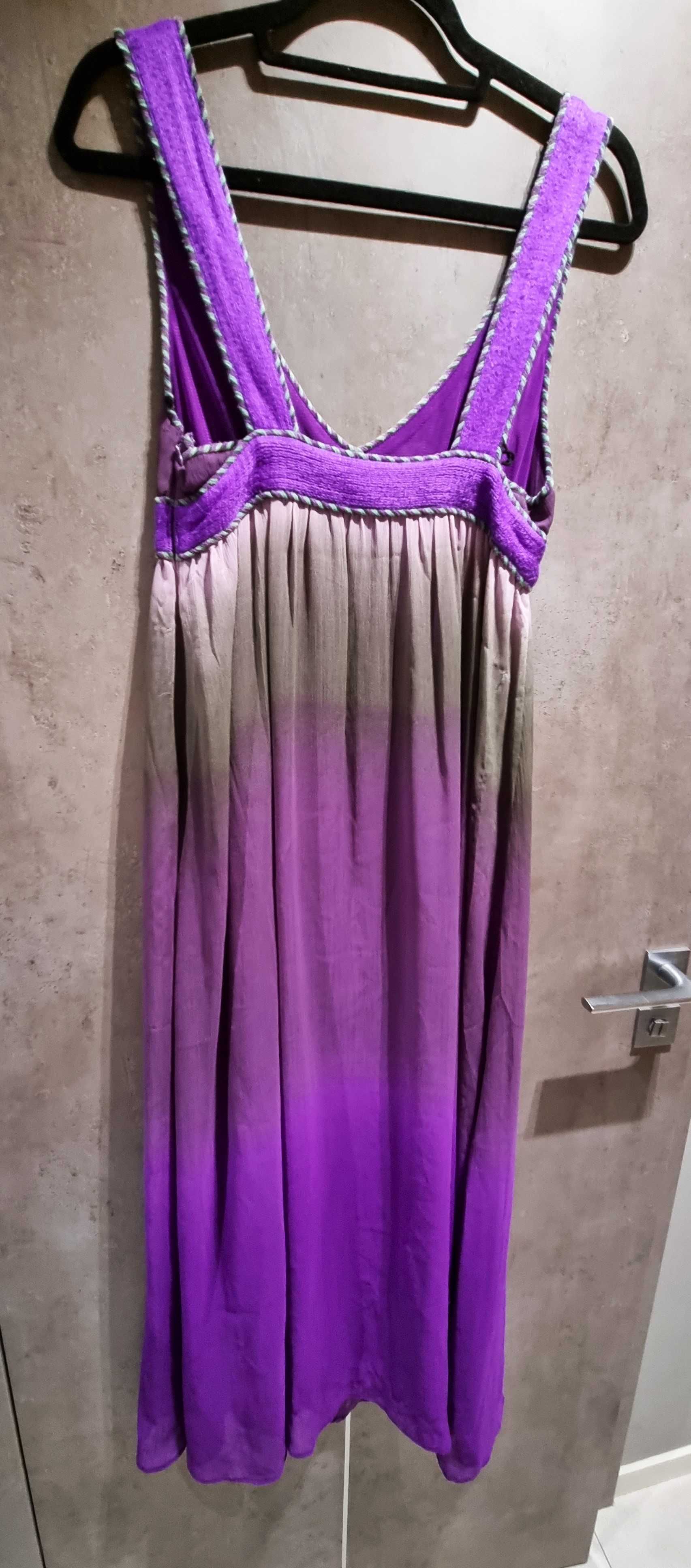 Obłędna długa sukienka wakacyjna Calzedonia, fioletowa, rozmiar S