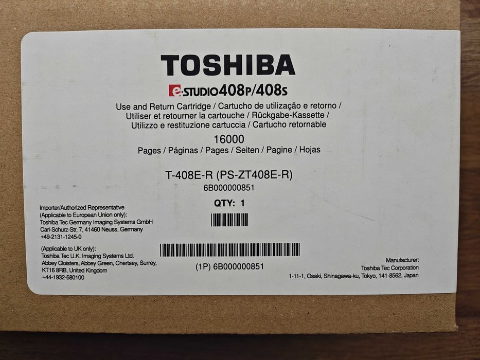 Oryginalny Toner Cartridge TOSHIBA T-408E-R do e-Studio 408P 408S NOWY