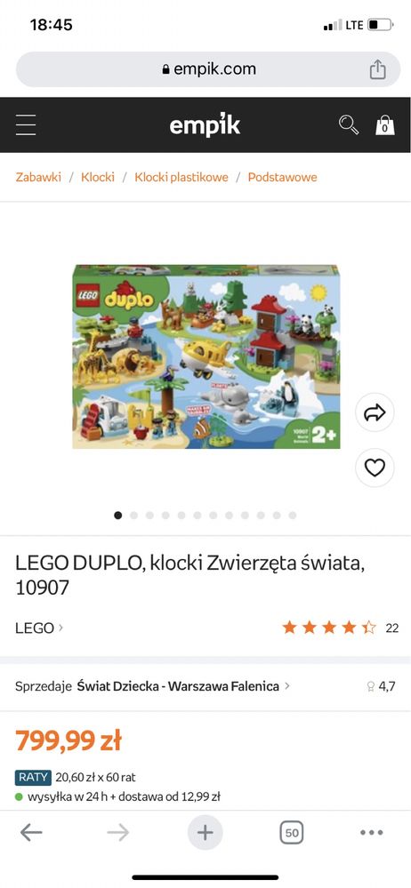 Lego Duplo klocki 10970 zwierzęta świata